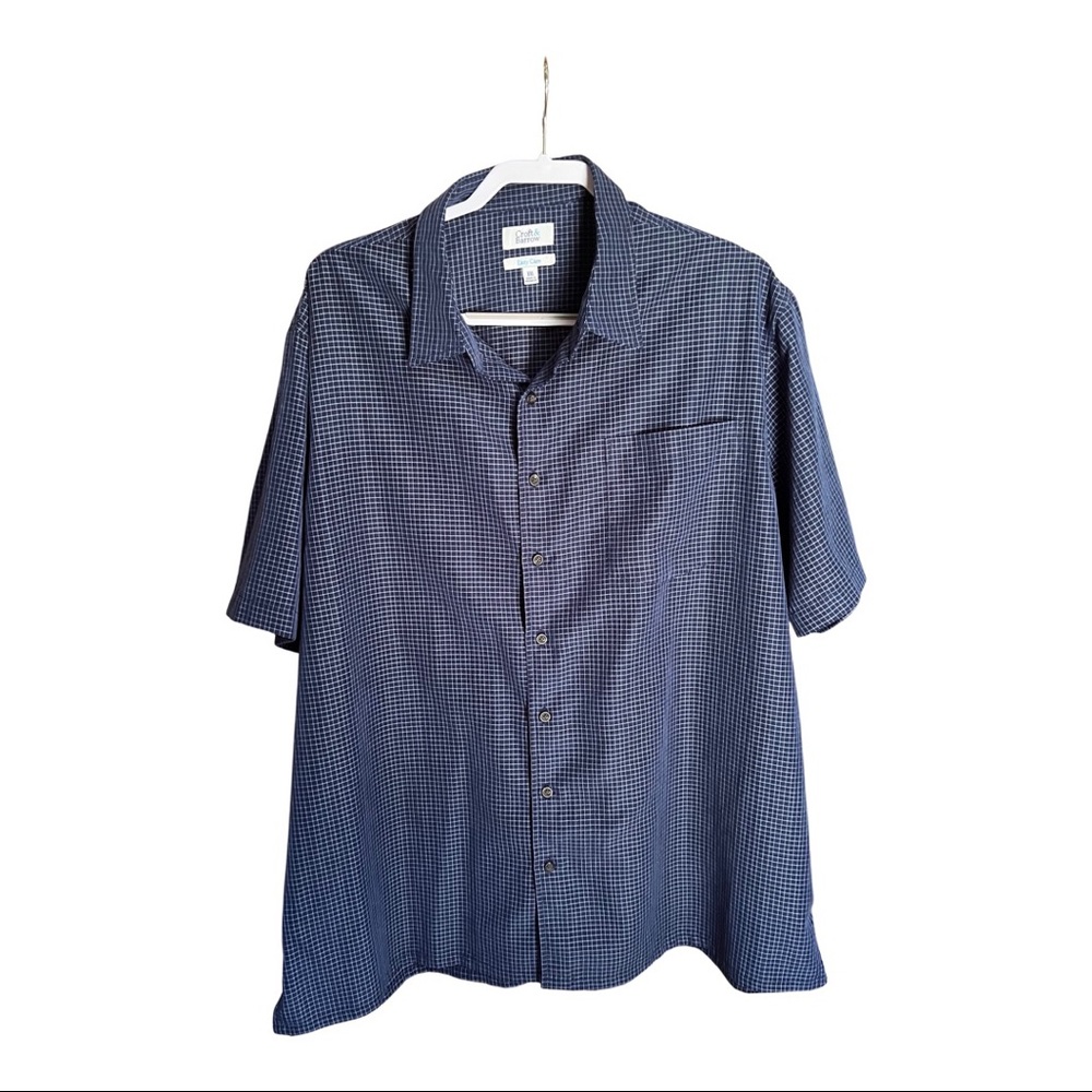 Croft and Borrow 2XL Mens Button Down Shirt Dark Blue